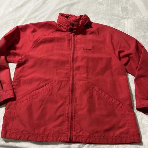 Structure Jacket Men's Medium Full Zip Nylon Windbreaker With In Collar Hood. - Picture 2 of 13